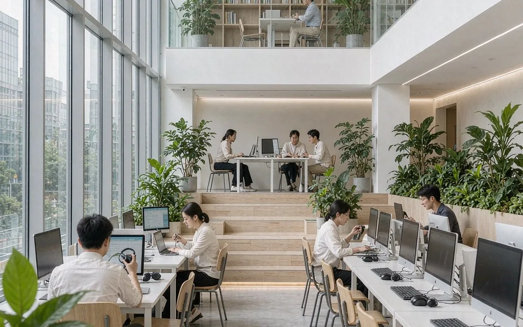 学员在教学基地进行小组项目实操